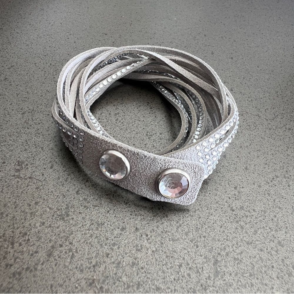 Swarovski Grey Suede Multi-Wrap Rhinestone Bracelet